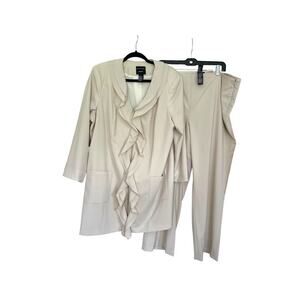 Doncaster Collections Womens Pant Suit 2 Pc Sz 18 Cream Wool Blend Career Office